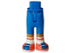 Part No: 67072c00pb011  Name: Mini Doll Hips and Trousers with Back Pockets with Molded Medium Nougat Lower Legs / Boots and Printed Coral and Blue Shoes and White Socks Pattern - Thin Hinge