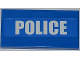 Part No: 87079pb0074  Name: Tile 2 x 4 with White 'POLICE' on Blue Background Pattern (Sticker) - Set 7498