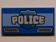 Part No: 87079pb0398  Name: Tile 2 x 4 with White 'POLICE', Blue Shield and Dark Bluish Gray Vents Pattern