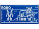 Part No: 87079pb1454  Name: Tile 2 x 4 with Robot World (Set 60421) Blueprint with White 'ROBO' and '1:1' Pattern