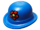Part No: 95674pb01  Name: Minifigure, Headgear Hat, Bowler with Red Flower with Yellow Center Pattern