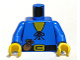 Part No: 973p46c02  Name: Torso Castle Forestman Tie Shirt and Purse Pattern / Blue Arms / Yellow Hands