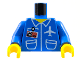 Part No: 973pb0097c01  Name: Torso Airplane Crew Male, Pockets, ID Badge, 'AIR' and Logo Pattern / Blue Arms / Yellow Hands