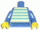 Part No: 973pb0386c01  Name: Torso Idea Book 6000 Bill with Blue and White Stripes Pattern (Sticker) / Blue Arms / Yellow Hands