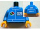 Part No: 973pb1173c01  Name: Torso Octan Logo and Upright Font 'OIL' on Front, '2011 The LEGO Store Sunrise, FL' on Back Pattern / Blue Arms / Yellow Hands