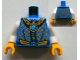 Part No: 973pb1334c01  Name: Torso Robe with Gold and Dark Blue Collar and Dark Azure Round Jewel (Chi) Pattern / White Arms / Yellow Hands