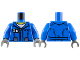Part No: 973pb2034c01  Name: Torso Flight Suit Jacket with Zipper and Minifigure ID Badge Pattern / Blue Arms / Dark Bluish Gray Hands