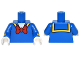 Part No: 973pb2308c01  Name: Torso Sailor Suit with Yellow Collar Trim and Large Red Bow Tie Pattern / Blue Arms with Yellow Stripe Pattern / White Hands
