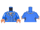 Part No: 973pb2599c01  Name: Torso Batman Female Outline Suit with Lapels, Pockets, Buttons and Pearl Necklace Pattern / Blue Arms / Nougat Hands