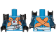 Part No: 973pb3292c01  Name: Torso SW Jumpsuit, Orange Crossed Belts and Front Panel Pattern (Rio Durant) / Dark Blue Double Arms / Black Hands