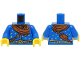 Part No: 973pb4741c01  Name: Torso Wizard Robe with Gold and Dark Blue Belt, Stars, Dark Orange Bandana and Shoulder Bag, Necklace Pattern (BAM) / Blue Arms / Yellow Hands