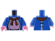 Part No: 973pb5029c01  Name: Torso Robe Open with White Trim, Reddish Brown Scarf, and Bright Pink Bare Skin Belly Pattern / Blue Arms / Bright Pink Hands