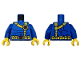 Part No: 973pb5531c01  Name: Torso Super Hero Costume with Dark Blue Muscles Outline, Yellow Belts and Pouches with Red Buckles Pattern / Blue Arms / Yellow Hands