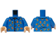 Part No: 973pb6167c01  Name: Torso Pajamas with Collar, Gold Buttons and Teddy Bears Pattern / Blue Arms / Light Nougat Hands