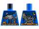 Part No: 973pb6519  Name: Torso Dark Blue Tattered Scarf, Silver Armor, Buckles, and Zipper, Metallic Blue Hourglass, Medium Nougat Belts and Pouch Pattern
