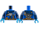 Part No: 973pb6519c01  Name: Torso Dark Blue Tattered Scarf, Silver Armor, Buckles, and Zipper, Metallic Blue Hourglass, Medium Nougat Belts and Pouch Pattern / Dark Blue Arms / Dark Azure Hands