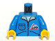 Part No: 973px122c01  Name: Torso Town Bulldozer Logo, Zipper Jacket, Pocket Pattern (Lorry Driver) / Blue Arms / Yellow Hands