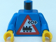 Part No: 973px30c01  Name: Torso Train Logo Small Black on Locomotive Triangle Sign Pattern / Blue Arms / Yellow Hands