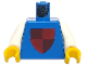 Part No: 973px46c01  Name: Torso Castle Classic Shield with Dark Red and Red Quarters Pattern / White Arms / Yellow Hands
