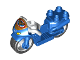 Part No: dupmc3pb04  Name: Duplo Motorcycle with Rubber Wheels, White Handelebars, Headlights and Wonder Woman Logo Pattern