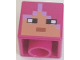 Part No: 19729pb037  Name: Minifigure, Head, Modified Cube with Pixelated Nougat Face, Black Eyes, Medium Nougat Mouth, and Lavender Hair Pattern (Minecraft Huntress)