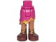 Part No: 20380c00pb03  Name: Mini Doll Hips and Asymmetric Layered Skirt Short, Gold Ruffle, Medium Nougat Legs and Reddish Brown Boots with Gold Laces Pattern - Thick Hinge