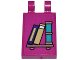 Part No: 30350bpb164  Name: Tile, Modified 2 x 3 with 2 Open O Clips with Copper Shelf and Dark Turquoise, Tan, and Dark Purple Books Pattern (Sticker) - Set 43213