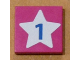 Part No: 3068pb0186  Name: Tile 2 x 2 with Light Blue Star and Blue Number 1 Pattern (Sticker) - Set 5944