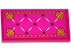 Part No: 87079pb0201  Name: Tile 2 x 4 with Magenta Mattress with Buttons and Gold Shells Pattern (Sticker) - Set 41063