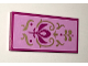 Part No: 87079pb0330  Name: Tile 2 x 4 with Magenta Crest and Gold Scrollwork Pattern (Sticker) - Set 41068