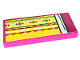 Part No: 87079pb1096  Name: Tile 2 x 4 with Yellow Blanket with Magenta, Medium Azure, and White Geometric Pattern (Sticker) - Set 41703