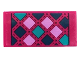 Part No: 87079pb1403  Name: Tile 2 x 4 with Blanket with Dark Blue, Medium Lavender and Dark Turquoise Squares and Stitching Pattern (Sticker) - Set 41683