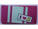 Part No: 88930pb131  Name: Slope, Curved 2 x 4 x 2/3 with Bottom Tubes with Light Aqua Stripes, 'I', Magenta Heart and Musical Note Pattern (Sticker) - Set 41316