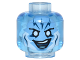 Part No: 3626cpb1110  Name: Minifigure, Head Alien with Medium Blue Face with White Eyes and Lightning Bolts on Forehead Pattern (Electro) - Hollow Stud