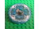 Part No: 92549c09pb01  Name: Turntable 6 x 6 x 1 1/3 Round Base with Trans-Medium Blue Top and White and Purple Pattern (Ninjago Spinner)