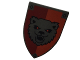 Part No: 18836pb02  Name: Minifigure, Shield Triangular Long with Bear on Red and Dark Red Background Pattern