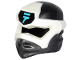 Part No: 65072pb05  Name: Minifigure, Headgear Ninjago Wrap Type 6 with Molded White Mask and Printed Medium Azure Ninjago Logogram Letter N on Black Background Pattern
