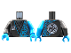 Part No: 973pb4546c01  Name: Torso Tunic, Dark Azure Arches, Ninjago Logogram 'N', Core Logo on Back Pattern / Dark Azure Arm Left / Pearl Dark Gray Arm Right / Dark Azure Hands