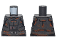 Part No: 973pb5429  Name: Torso SW Armor Plates with Dark Orange Dirt, Red and Silver Buttons Pattern