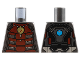 Part No: 973pb5557  Name: Torso Armor with Dark Red Plates, Gold Flame Ravager Logo, Dark Azure Circle on Back Pattern