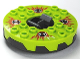 Part No: 98318c02pb01  Name: Turntable 6 x 6 x 1 1/3 Round Base Serrated with Lime Top and Red, White and Black Fangpyre Pattern (Ninjago Spinner)