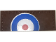 Part No: 6205pb009R  Name: Tile, Modified 6 x 16 with Studs on Edges with White and Blue Semicircles and Red Circle (British Roundel) Pattern Model Right Side (Sticker) - Set 3451