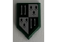 Part No: 22385pb220  Name: Tile, Modified 2 x 3 Pentagonal with Dark Green and Light Bluish Gray Slytherin Banner with Spears Pattern (Sticker) - Set 76395