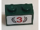 Part No: 3004pb203  Name: Brick 1 x 2 with Red Number 3 and Dark Green Laurel Wreath Pattern (Sticker) - Set 75881