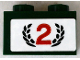 Part No: 3004pb339  Name: Brick 1 x 2 with Red Number 2 and Dark Green Laurel Wreath Pattern (Sticker) - Set 75881