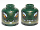 Part No: 3626pb0887  Name: Minifigure, Head Dual Sided Alien Chima Crocodile with Bright Light Orange Eyes, Olive Green Lower Jaw, White Bushy Eyebrows, Soul Patch, and Sharp Teeth, Wide / Narrow Eyes Pattern