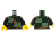 Part No: 973pb0681c01  Name: Torso Castle Kingdoms Gold Dragon Head and Chain Belt on Sand Green and Dark Green Quarters Pattern / Black Arms / Yellow Hands