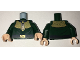 Part No: 973pb2522c01  Name: Torso Shirt with Elaborate Gold Collar and Black Belt with Gold Buckle Pattern / Dark Green Arms / Light Nougat Hands
