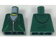 Part No: 973pb2825  Name: Torso Hoodie with Green Ties and Pockets, Silver Zipper over White Shirt and Hood on Back Pattern