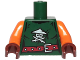 Part No: 973pb3229c01  Name: Torso Ninjago Female Skull with Crossed Swords and Scabbards, Red Belt Pattern / Orange Arms / Reddish Brown Hands